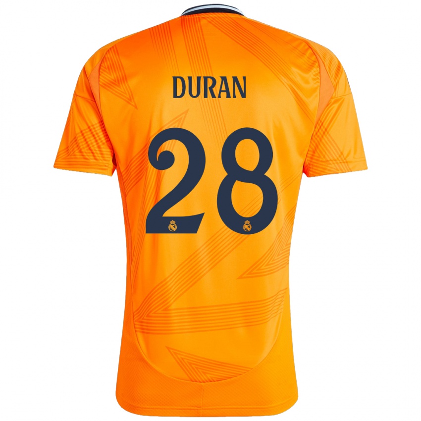 Gyermek Pol Duran #28 Narancs Idegenbeli Jersey 2024/25 Mez Póló Ing