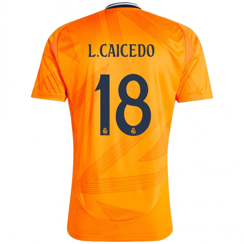 Gyermek Linda Caicedo #18 Narancs Idegenbeli Jersey 2024/25 Mez Póló Ing