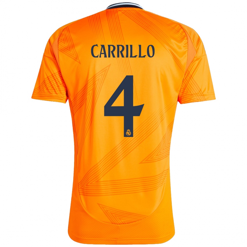 Gyermek Alvaro Carrillo #4 Narancs Idegenbeli Jersey 2024/25 Mez Póló Ing