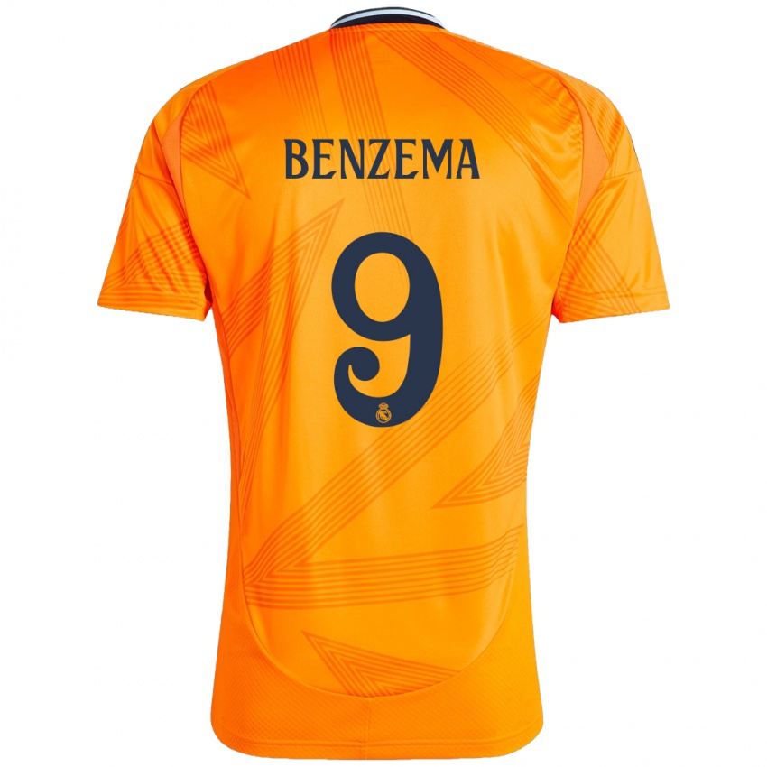 Gyermek Karim Benzema #9 Narancs Idegenbeli Jersey 2024/25 Mez Póló Ing