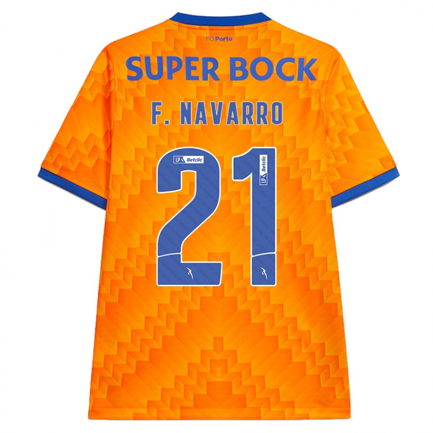 Gyermek Fran Navarro #21 Narancs Idegenbeli Jersey 2024/25 Mez Póló Ing