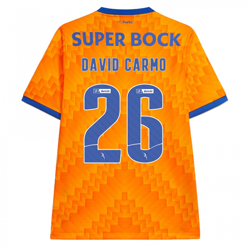 Gyermek David Carmo #26 Narancs Idegenbeli Jersey 2024/25 Mez Póló Ing