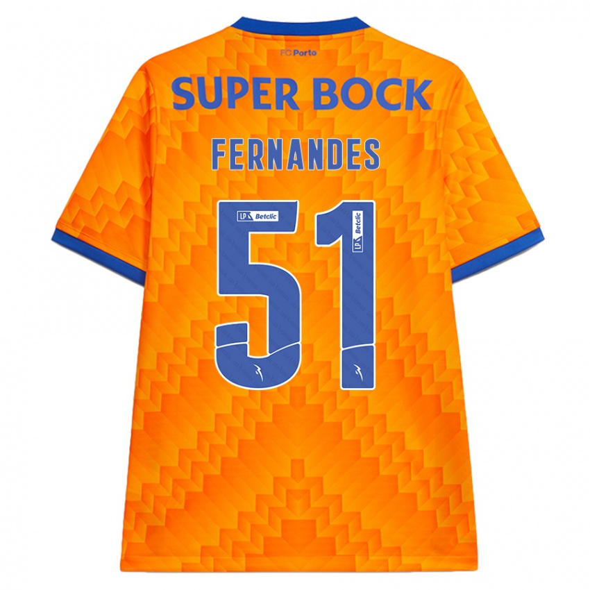 Gyermek Diogo Fernandes #51 Narancs Idegenbeli Jersey 2024/25 Mez Póló Ing