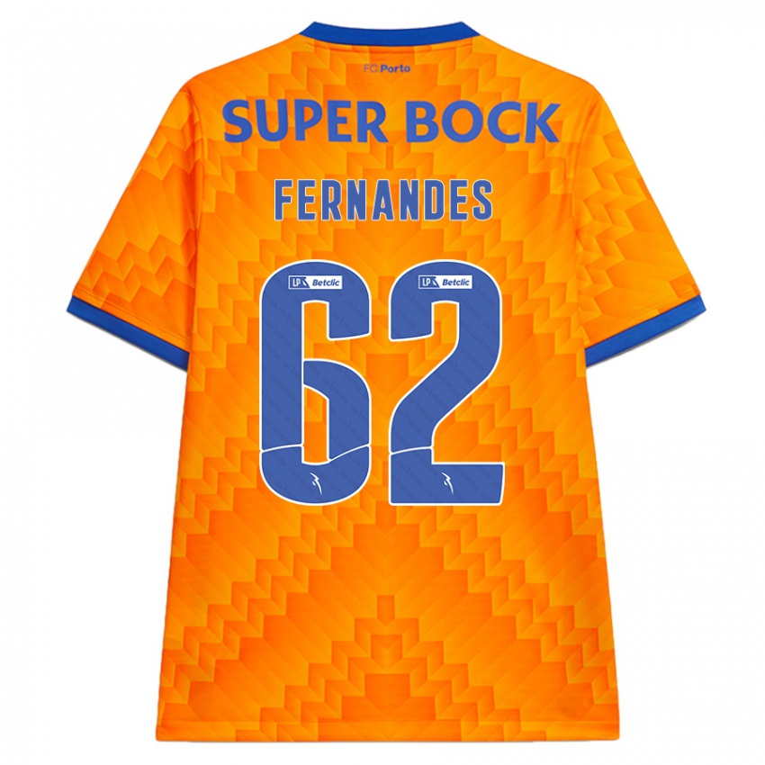 Gyermek Rodrigo Fernandes #62 Narancs Idegenbeli Jersey 2024/25 Mez Póló Ing