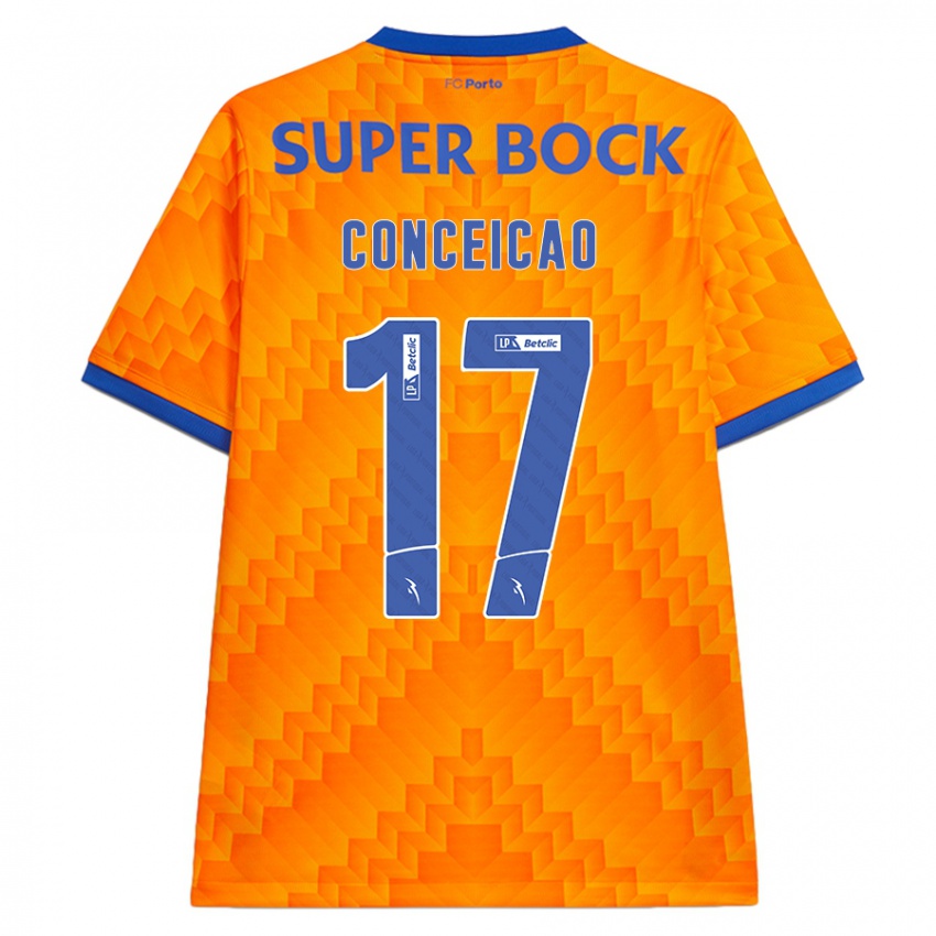 Gyermek Rodrigo Conceicao #17 Narancs Idegenbeli Jersey 2024/25 Mez Póló Ing