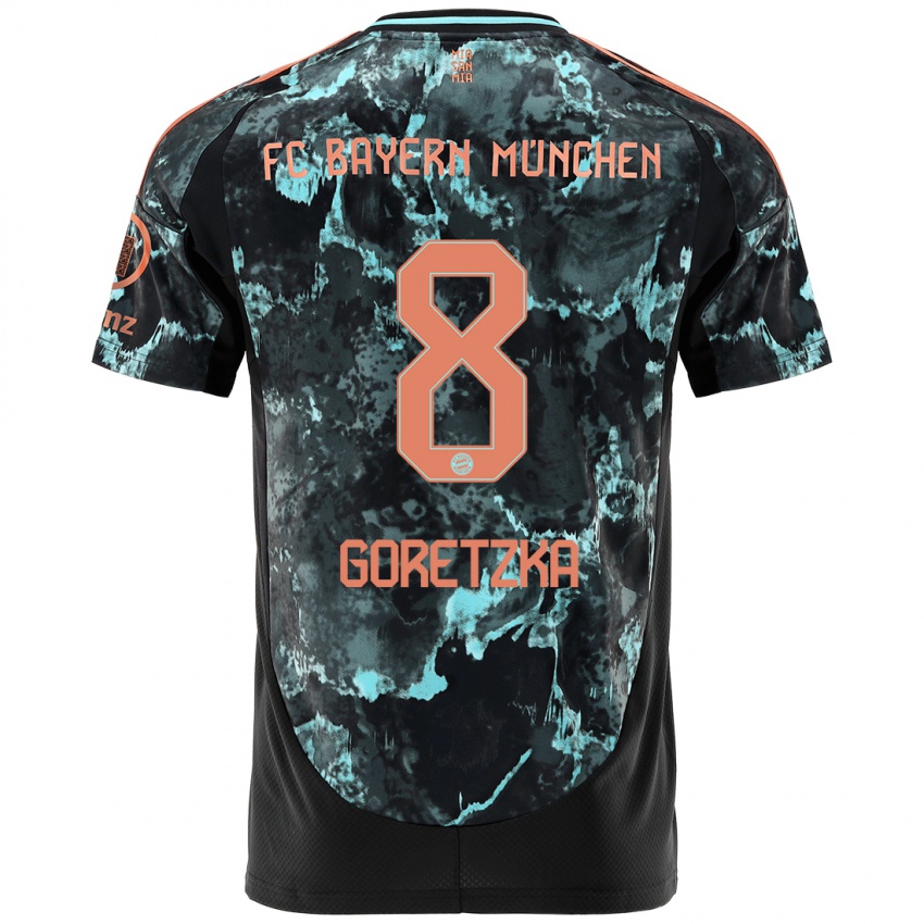 Gyermek Leon Goretzka #8 Fekete Idegenbeli Jersey 2024/25 Mez Póló Ing