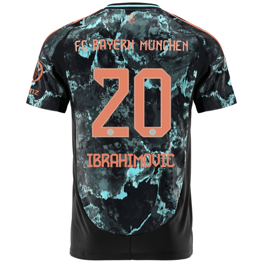 Gyermek Arijon Ibrahimovic #20 Fekete Idegenbeli Jersey 2024/25 Mez Póló Ing