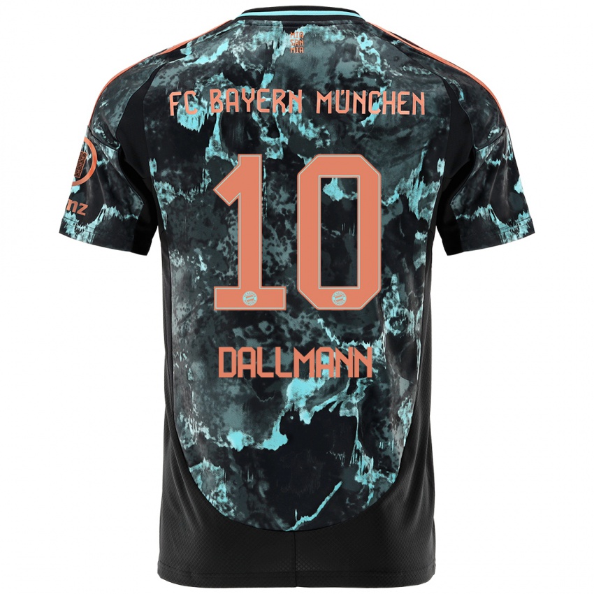 Gyermek Linda Dallmann #10 Fekete Idegenbeli Jersey 2024/25 Mez Póló Ing