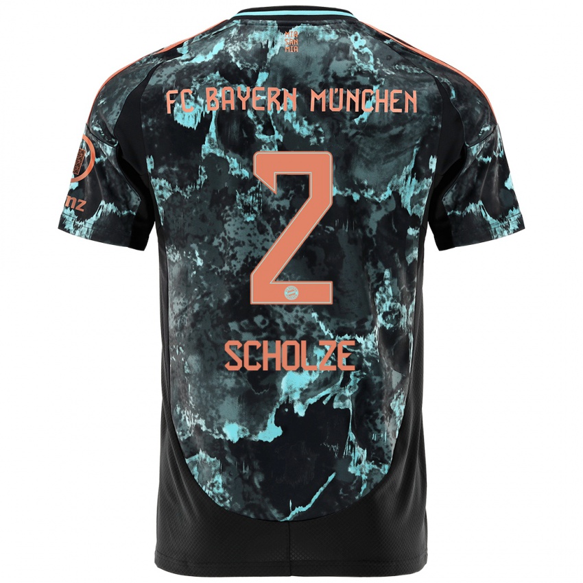 Gyermek Max Scholze #2 Fekete Idegenbeli Jersey 2024/25 Mez Póló Ing