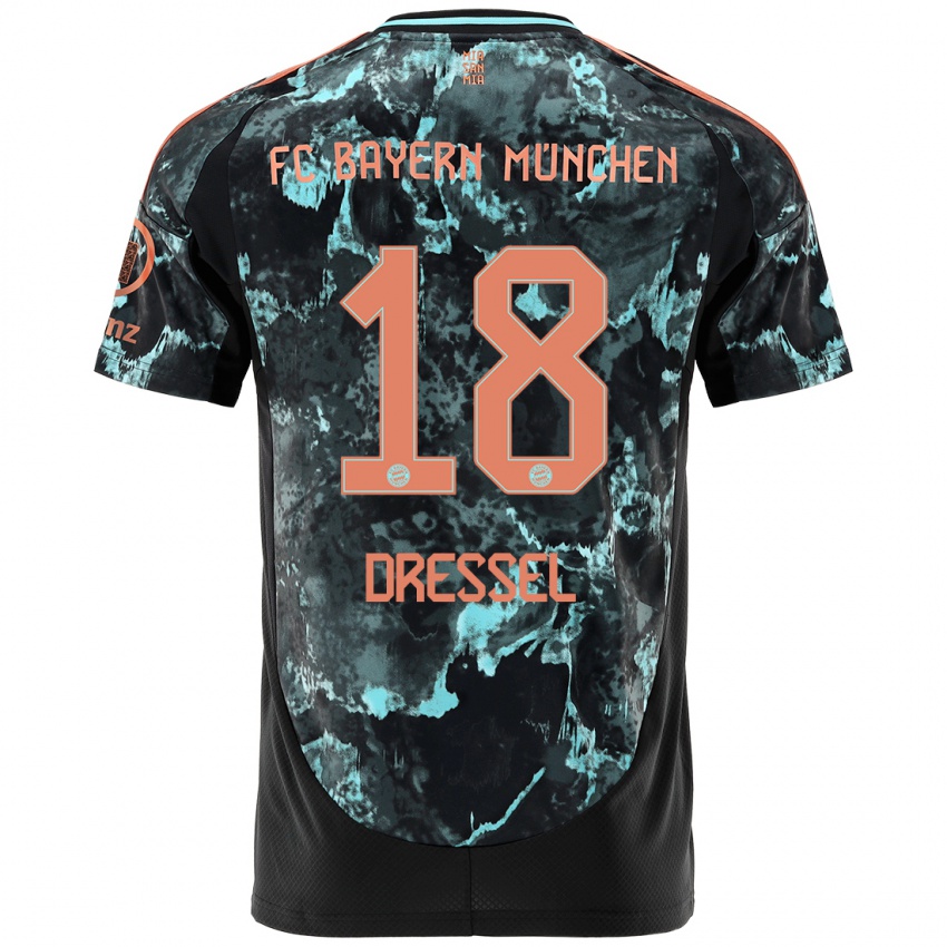 Gyermek Timon Dressel #18 Fekete Idegenbeli Jersey 2024/25 Mez Póló Ing