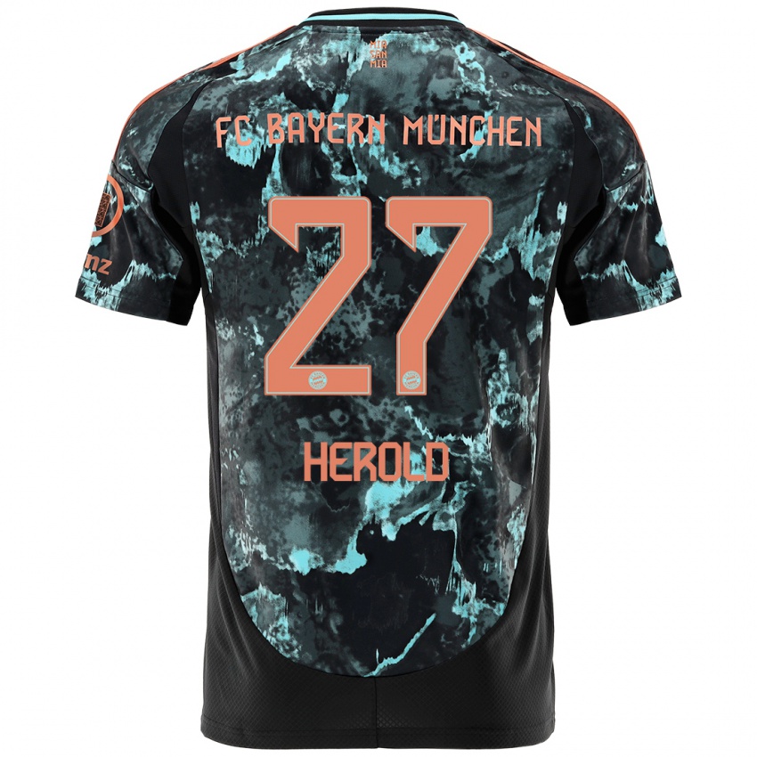 Gyermek David Herold #27 Fekete Idegenbeli Jersey 2024/25 Mez Póló Ing