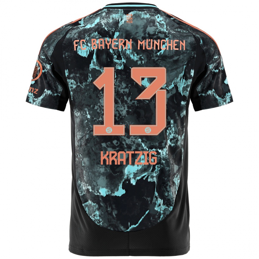 Gyermek Frans Kratzig #13 Fekete Idegenbeli Jersey 2024/25 Mez Póló Ing