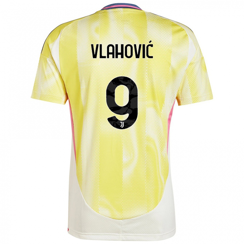 Gyermek Dusan Vlahovic #9 Napsárga Idegenbeli Jersey 2024/25 Mez Póló Ing