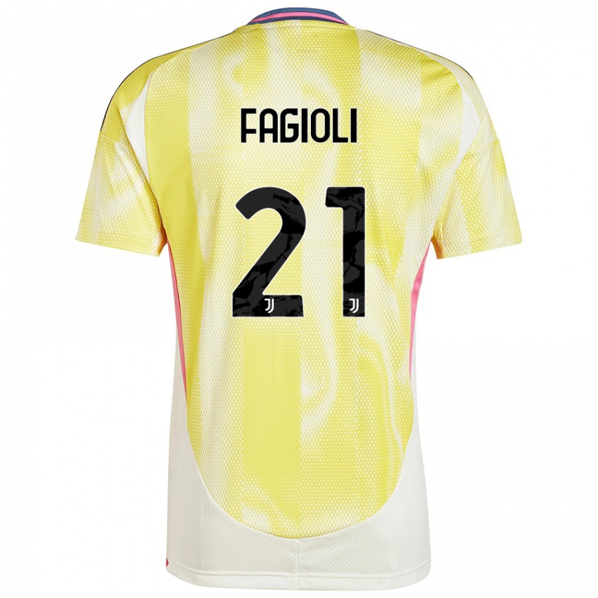 Gyermek Nicolo Fagioli #21 Napsárga Idegenbeli Jersey 2024/25 Mez Póló Ing