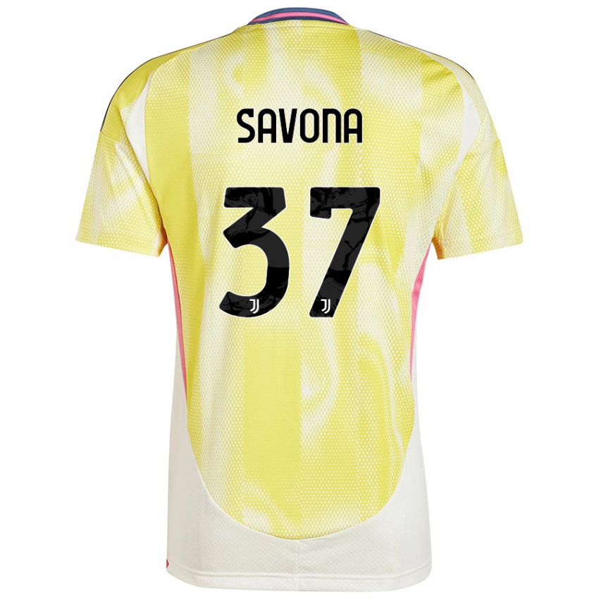 Gyermek Nicolo Savona #37 Napsárga Idegenbeli Jersey 2024/25 Mez Póló Ing