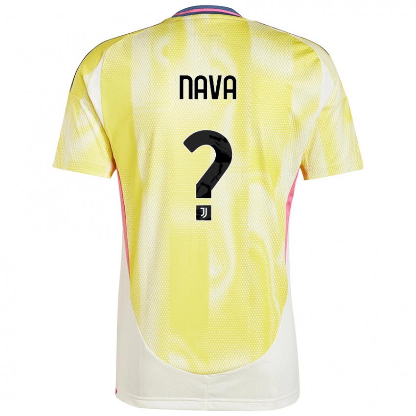 Gyermek Sebastiano Nava #0 Napsárga Idegenbeli Jersey 2024/25 Mez Póló Ing