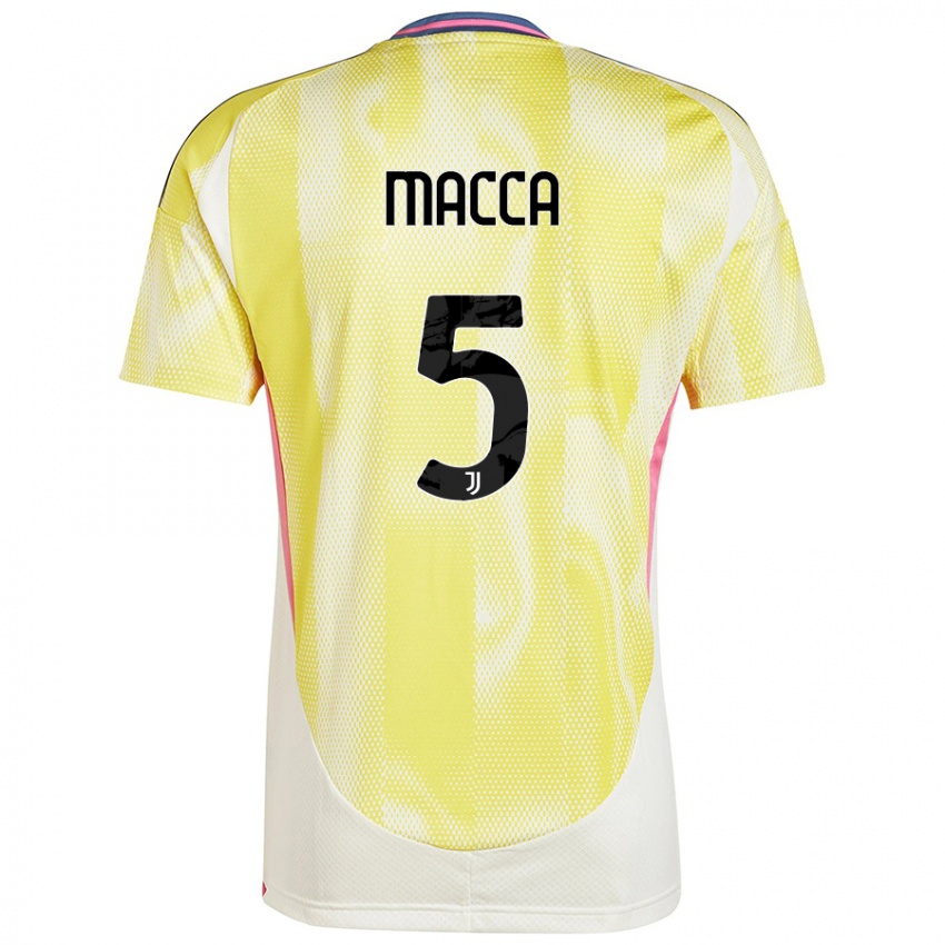 Gyermek Federico Macca #5 Napsárga Idegenbeli Jersey 2024/25 Mez Póló Ing