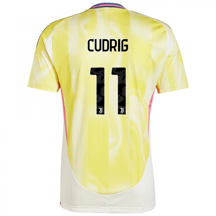 Gyermek Nicolò Cudrig #11 Napsárga Idegenbeli Jersey 2024/25 Mez Póló Ing