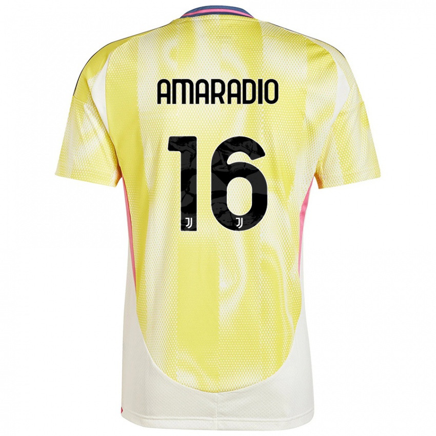 Gyermek Luca Amaradio #16 Napsárga Idegenbeli Jersey 2024/25 Mez Póló Ing