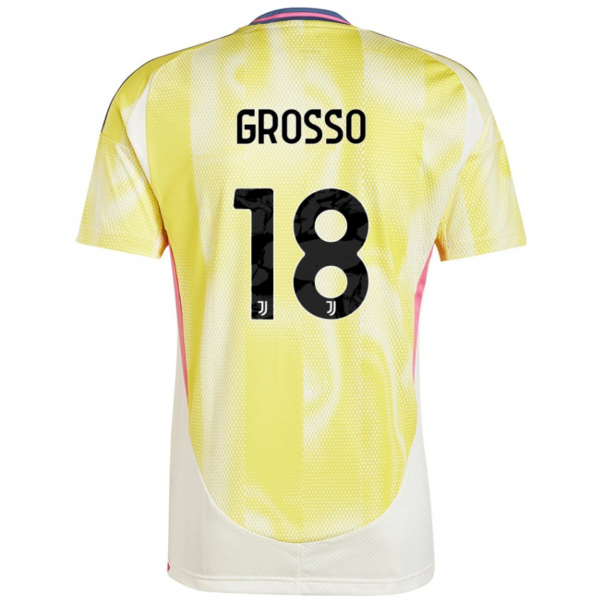 Gyermek Filippo Grosso #18 Napsárga Idegenbeli Jersey 2024/25 Mez Póló Ing