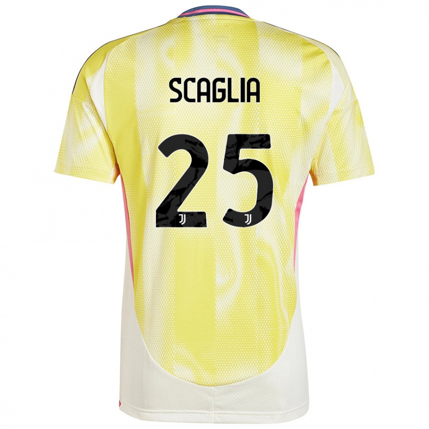 Gyermek Simone Scaglia #25 Napsárga Idegenbeli Jersey 2024/25 Mez Póló Ing