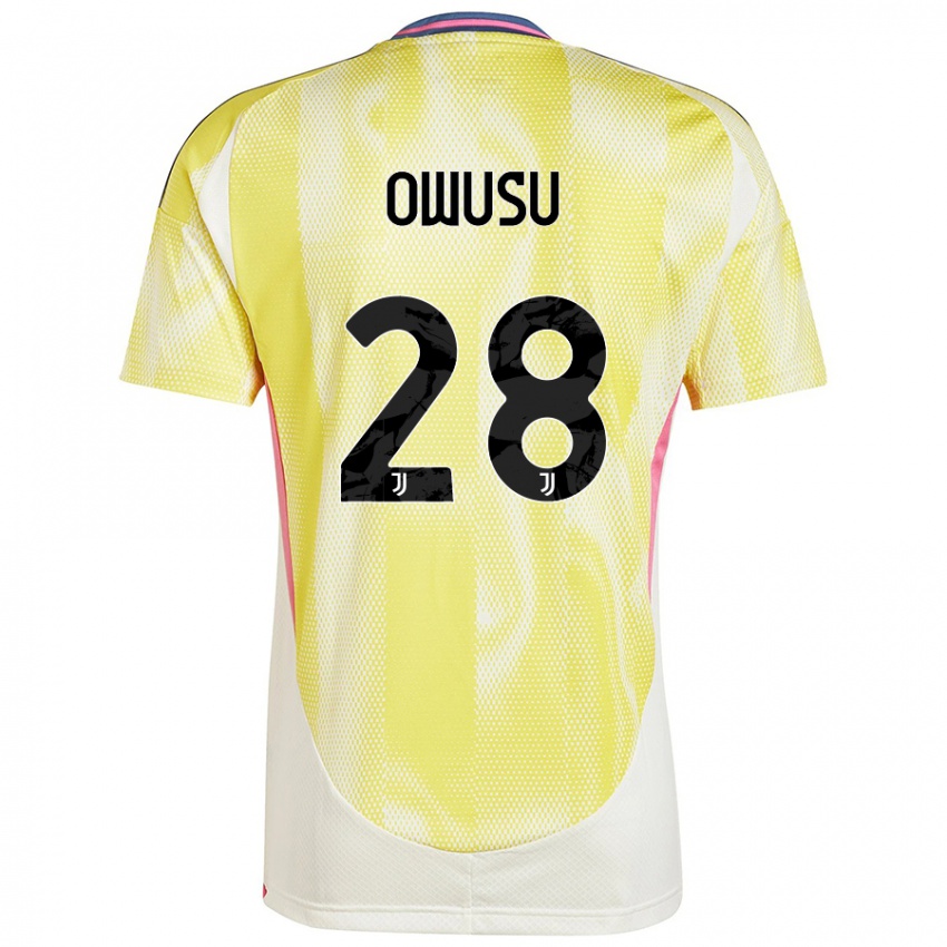 Gyermek Augusto Owusu #28 Napsárga Idegenbeli Jersey 2024/25 Mez Póló Ing