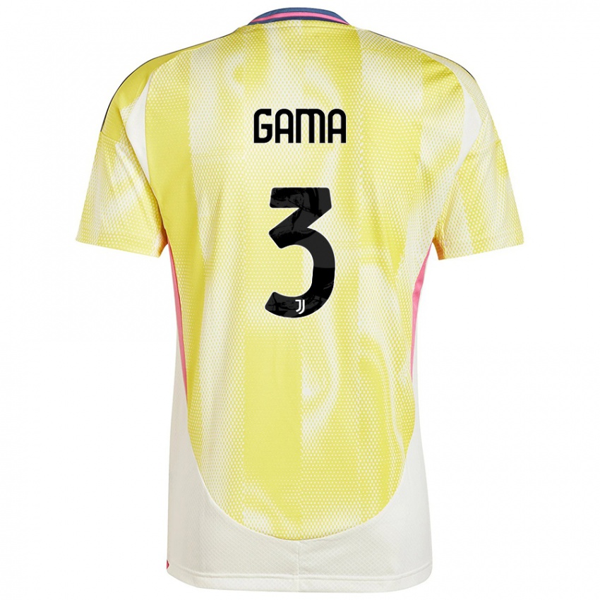 Gyermek Sara Gama #3 Napsárga Idegenbeli Jersey 2024/25 Mez Póló Ing