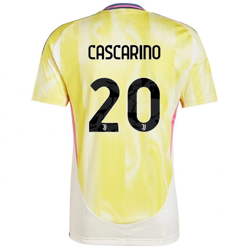 Gyermek Estelle Cascarino #20 Napsárga Idegenbeli Jersey 2024/25 Mez Póló Ing