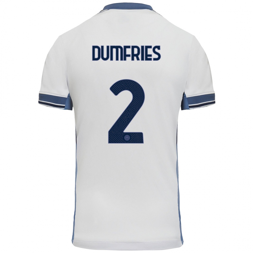 Gyermek Denzel Dumfries #2 Fehér Szürke Idegenbeli Jersey 2024/25 Mez Póló Ing