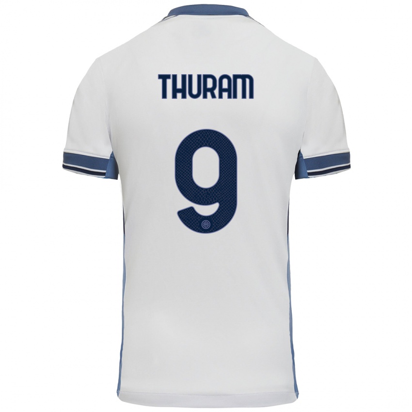 Gyermek Marcus Thuram #9 Fehér Szürke Idegenbeli Jersey 2024/25 Mez Póló Ing