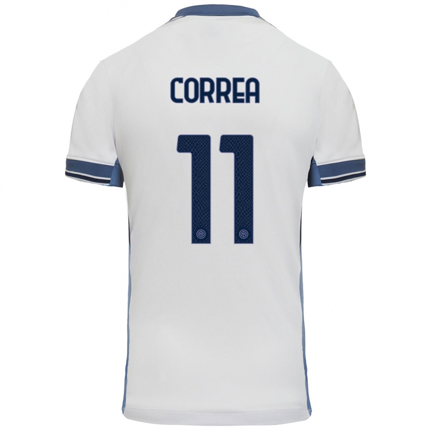 Gyermek Joaquin Correa #11 Fehér Szürke Idegenbeli Jersey 2024/25 Mez Póló Ing