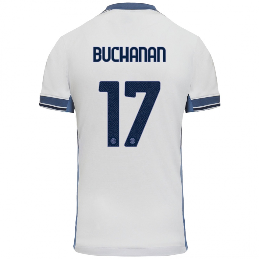 Gyermek Tajon Buchanan #17 Fehér Szürke Idegenbeli Jersey 2024/25 Mez Póló Ing