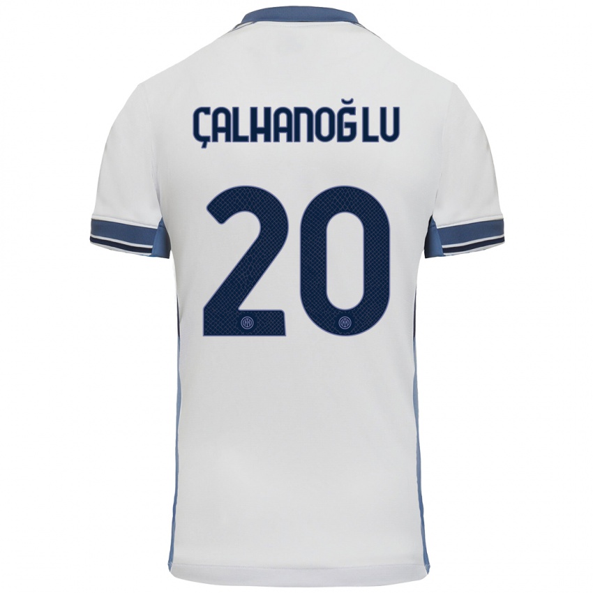 Gyermek Hakan Calhanoglu #20 Fehér Szürke Idegenbeli Jersey 2024/25 Mez Póló Ing