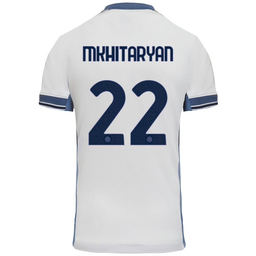 Gyermek Henrikh Mkhitaryan #22 Fehér Szürke Idegenbeli Jersey 2024/25 Mez Póló Ing