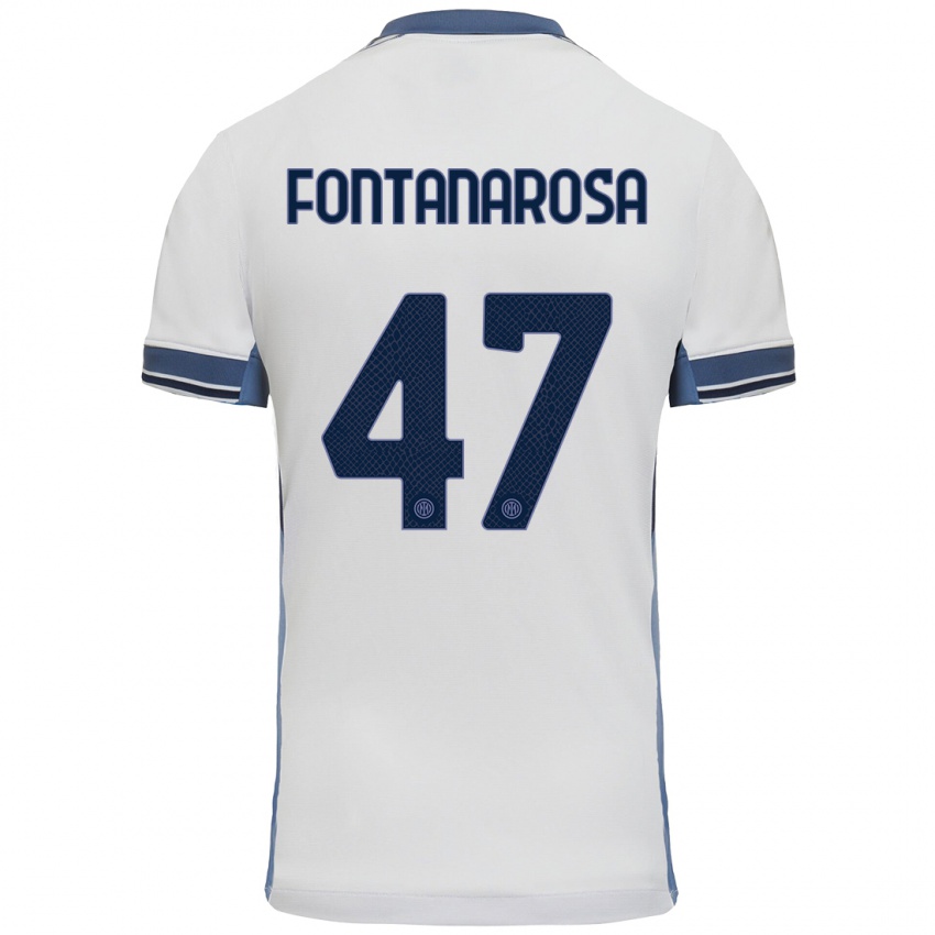 Gyermek Alessandro Fontanarosa #47 Fehér Szürke Idegenbeli Jersey 2024/25 Mez Póló Ing