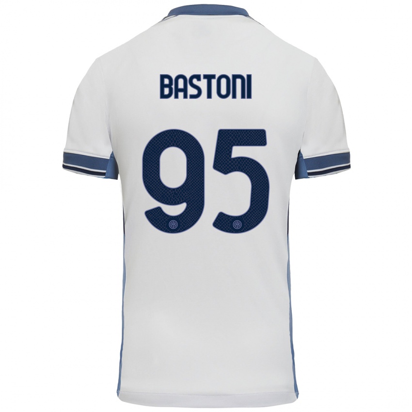 Gyermek Alessandro Bastoni #95 Fehér Szürke Idegenbeli Jersey 2024/25 Mez Póló Ing