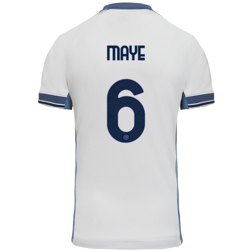 Gyermek Yvan Maye #6 Fehér Szürke Idegenbeli Jersey 2024/25 Mez Póló Ing