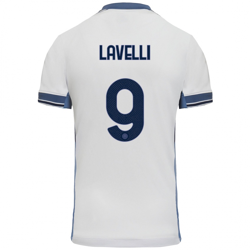 Gyermek Matteo Lavelli #9 Fehér Szürke Idegenbeli Jersey 2024/25 Mez Póló Ing