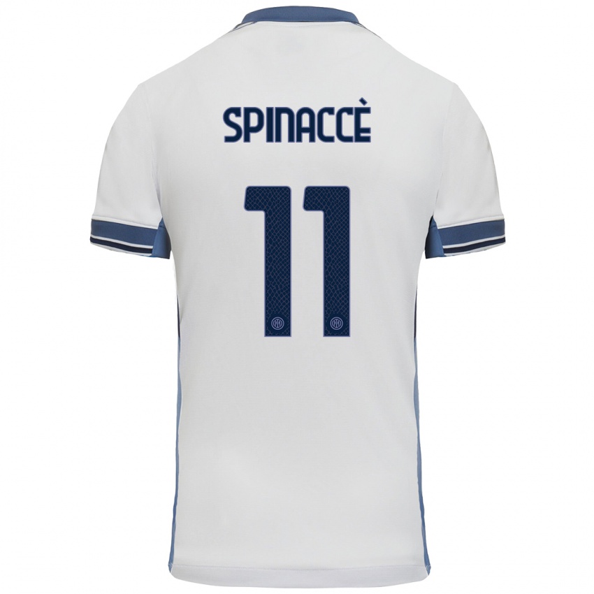 Gyermek Matteo Spinaccè #11 Fehér Szürke Idegenbeli Jersey 2024/25 Mez Póló Ing