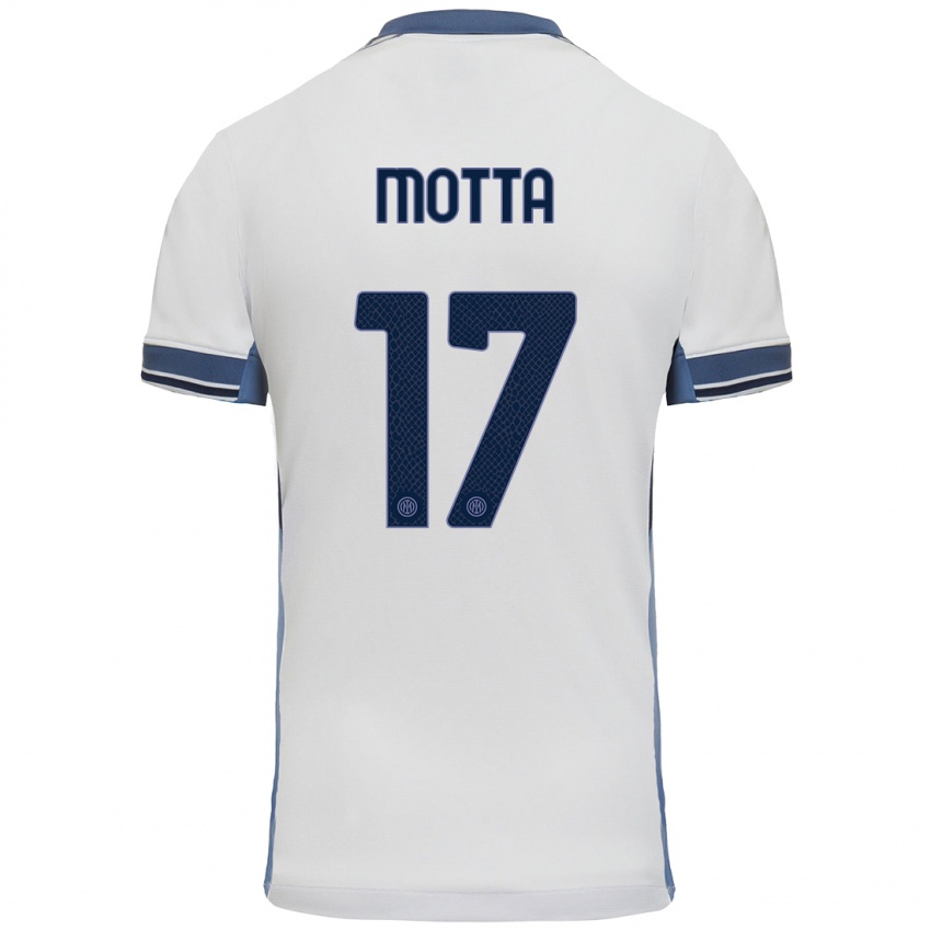 Gyermek Matteo Motta #17 Fehér Szürke Idegenbeli Jersey 2024/25 Mez Póló Ing