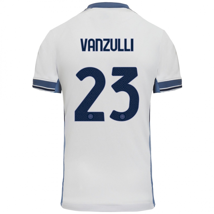 Gyermek Marco Vanzulli #23 Fehér Szürke Idegenbeli Jersey 2024/25 Mez Póló Ing