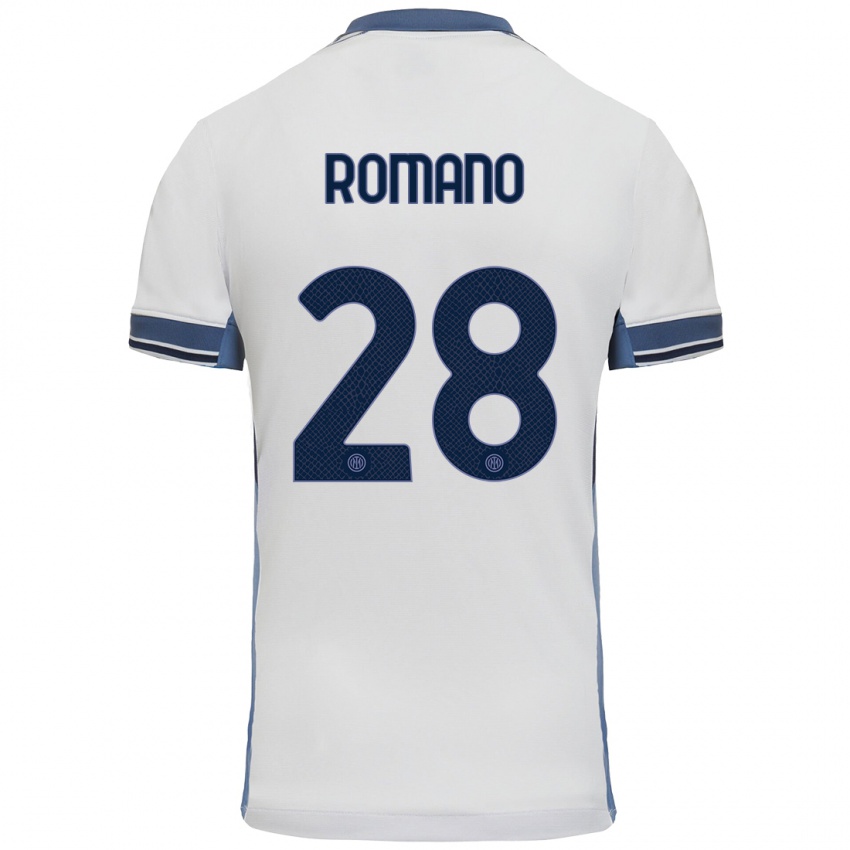 Gyermek Thiago Romano #28 Fehér Szürke Idegenbeli Jersey 2024/25 Mez Póló Ing