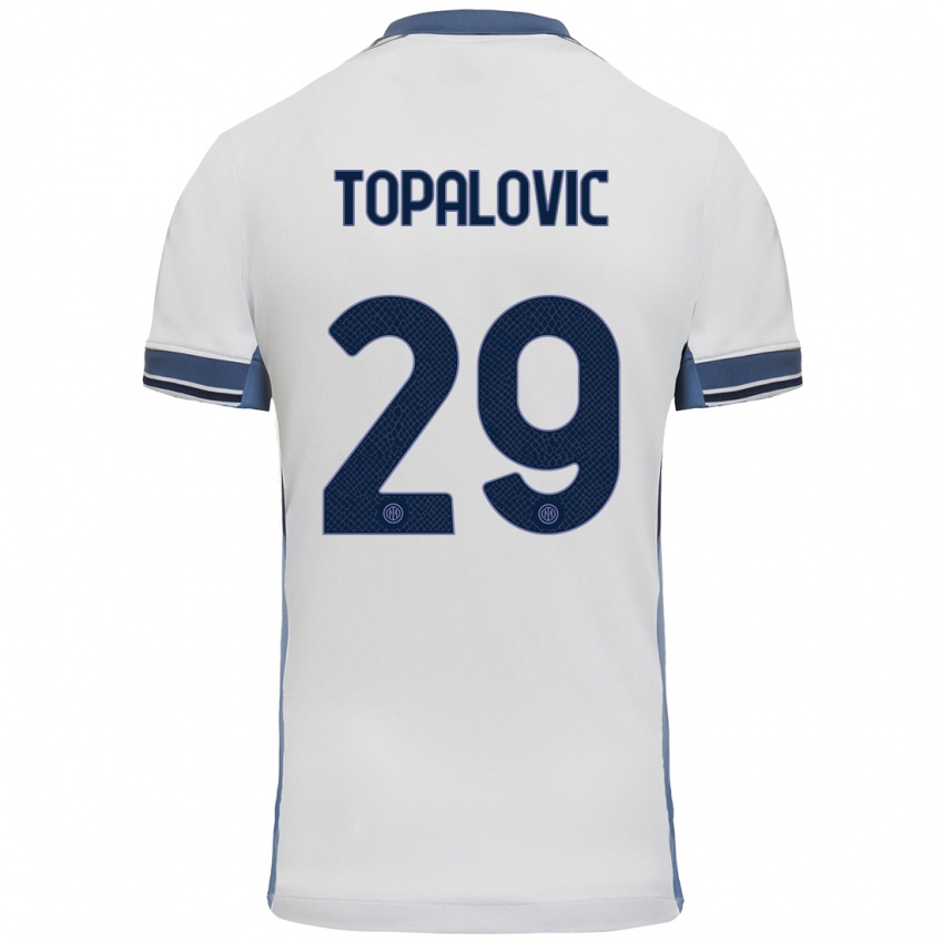 Gyermek Luka Topalovic #29 Fehér Szürke Idegenbeli Jersey 2024/25 Mez Póló Ing