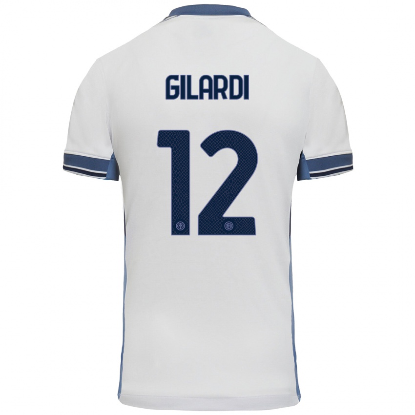 Gyermek Astrid Gilardi #12 Fehér Szürke Idegenbeli Jersey 2024/25 Mez Póló Ing