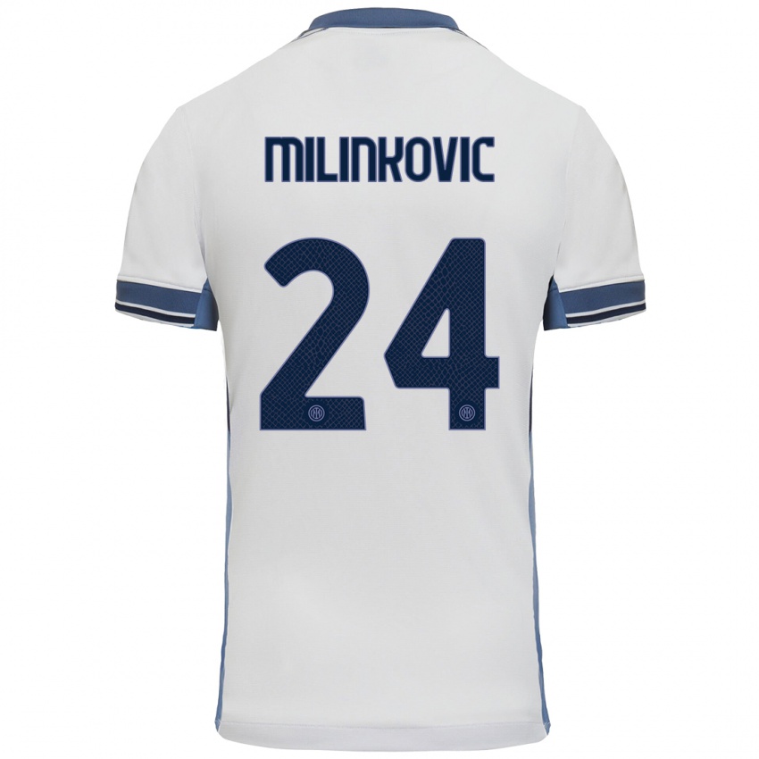 Gyermek Marija Milinković #24 Fehér Szürke Idegenbeli Jersey 2024/25 Mez Póló Ing