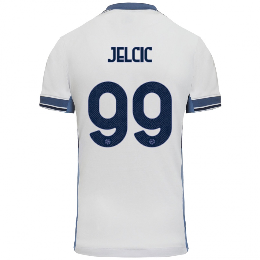 Gyermek Maja Jelčić #99 Fehér Szürke Idegenbeli Jersey 2024/25 Mez Póló Ing