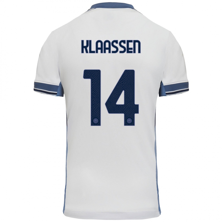 Gyermek Davy Klaassen #14 Fehér Szürke Idegenbeli Jersey 2024/25 Mez Póló Ing