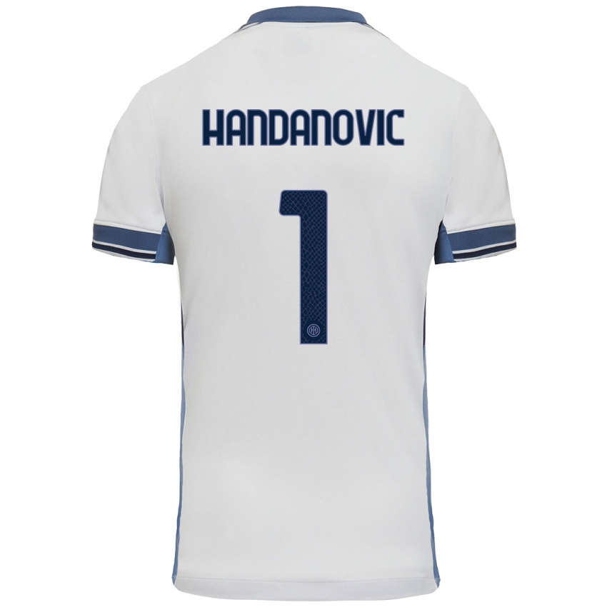 Gyermek Samir Handanovic #1 Fehér Szürke Idegenbeli Jersey 2024/25 Mez Póló Ing