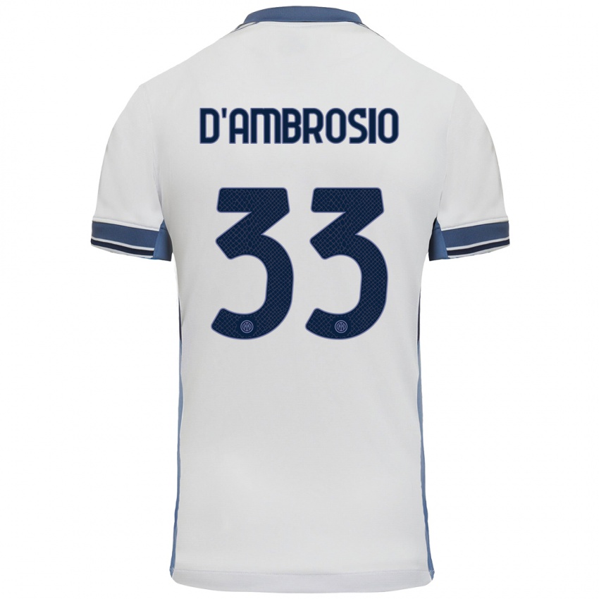 Gyermek Danilo D'ambrosio #33 Fehér Szürke Idegenbeli Jersey 2024/25 Mez Póló Ing