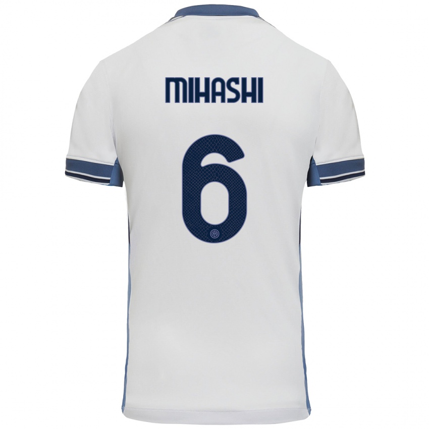 Gyermek Mana Mihashi #6 Fehér Szürke Idegenbeli Jersey 2024/25 Mez Póló Ing